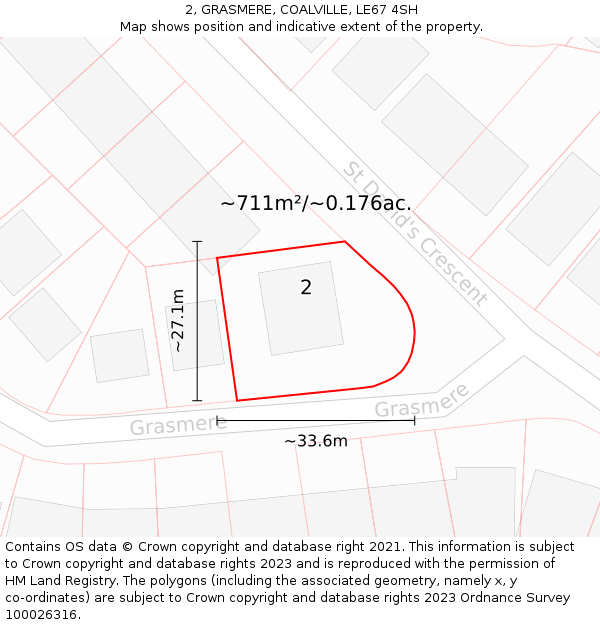 2, GRASMERE, COALVILLE, LE67 4SH: Plot and title map