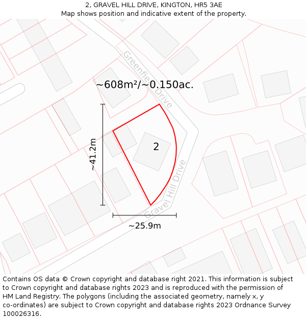 2, GRAVEL HILL DRIVE, KINGTON, HR5 3AE: Plot and title map