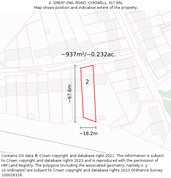 2, GREAT OWL ROAD, CHIGWELL, IG7 6AL: Plot and title map