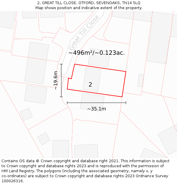 2, GREAT TILL CLOSE, OTFORD, SEVENOAKS, TN14 5LQ: Plot and title map