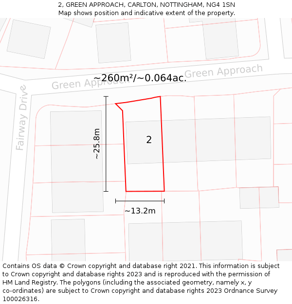 2, GREEN APPROACH, CARLTON, NOTTINGHAM, NG4 1SN: Plot and title map