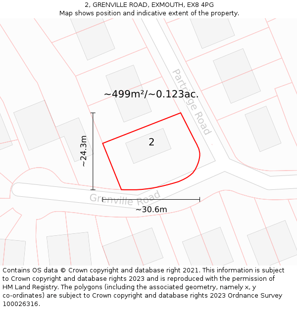 2, GRENVILLE ROAD, EXMOUTH, EX8 4PG: Plot and title map