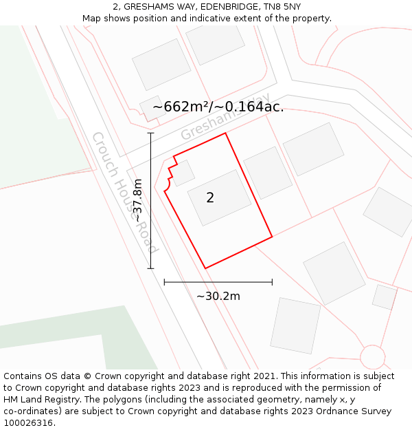 2, GRESHAMS WAY, EDENBRIDGE, TN8 5NY: Plot and title map