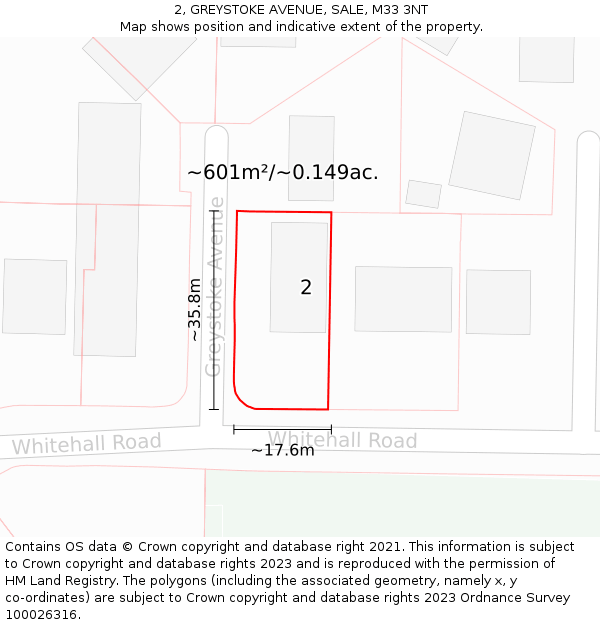 2, GREYSTOKE AVENUE, SALE, M33 3NT: Plot and title map