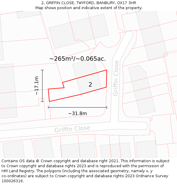 2, GRIFFIN CLOSE, TWYFORD, BANBURY, OX17 3HR: Plot and title map