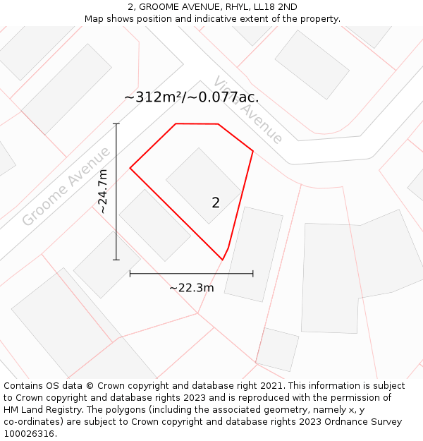 2, GROOME AVENUE, RHYL, LL18 2ND: Plot and title map