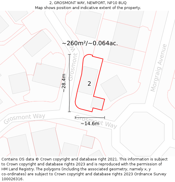 2, GROSMONT WAY, NEWPORT, NP10 8UQ: Plot and title map