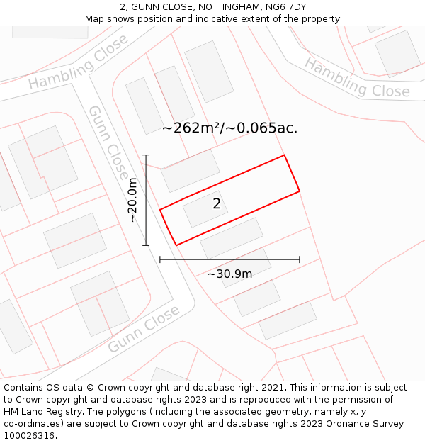 2, GUNN CLOSE, NOTTINGHAM, NG6 7DY: Plot and title map