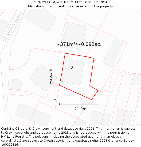 2, GUYS FARM, WRITTLE, CHELMSFORD, CM1 3GA: Plot and title map