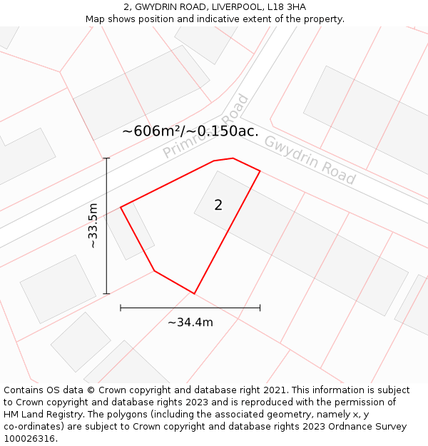 2, GWYDRIN ROAD, LIVERPOOL, L18 3HA: Plot and title map