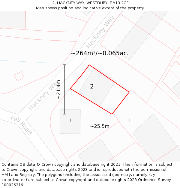 2, HACKNEY WAY, WESTBURY, BA13 2GF: Plot and title map