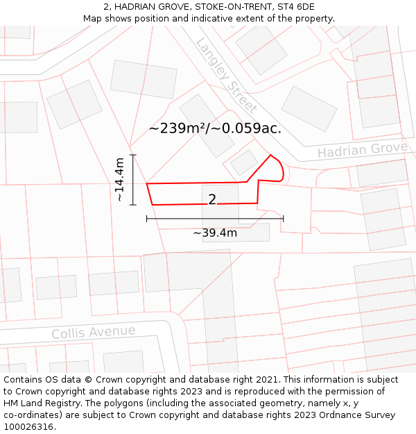 2, HADRIAN GROVE, STOKE-ON-TRENT, ST4 6DE: Plot and title map