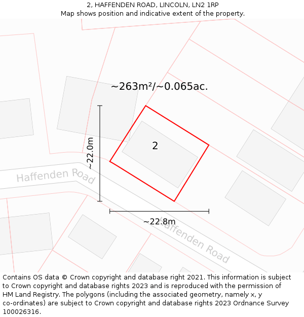 2, HAFFENDEN ROAD, LINCOLN, LN2 1RP: Plot and title map