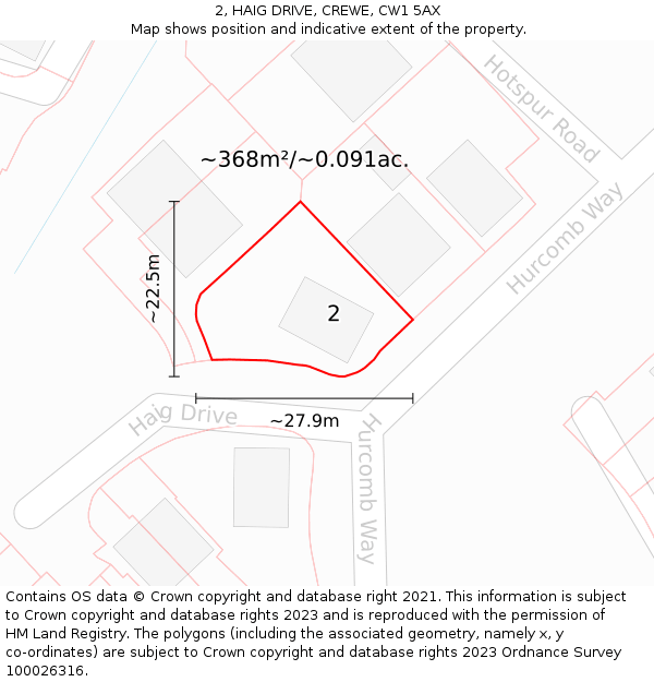 2, HAIG DRIVE, CREWE, CW1 5AX: Plot and title map