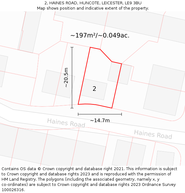 2, HAINES ROAD, HUNCOTE, LEICESTER, LE9 3BU: Plot and title map