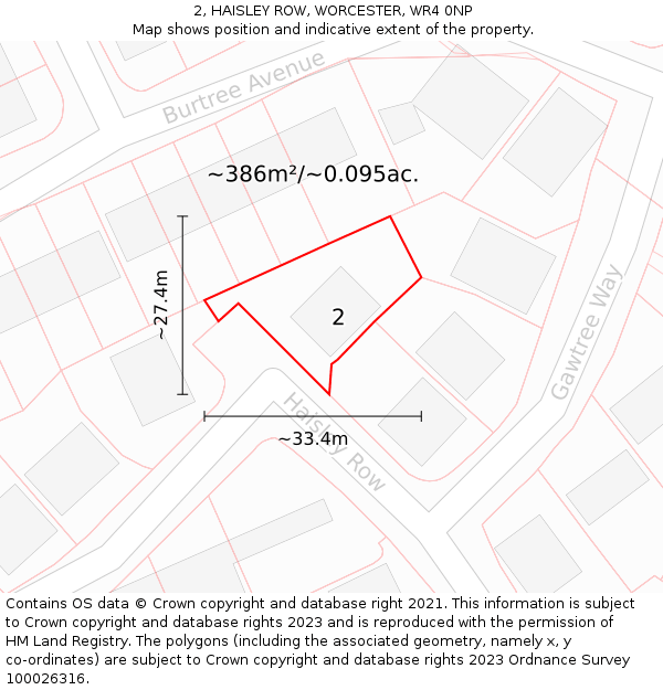 2, HAISLEY ROW, WORCESTER, WR4 0NP: Plot and title map