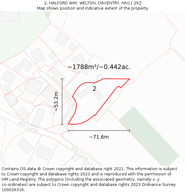 2, HALFORD WAY, WELTON, DAVENTRY, NN11 2XZ: Plot and title map