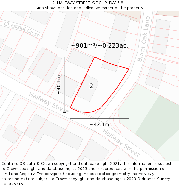 2, HALFWAY STREET, SIDCUP, DA15 8LL: Plot and title map