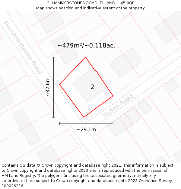 2, HAMMERSTONES ROAD, ELLAND, HX5 0QP: Plot and title map