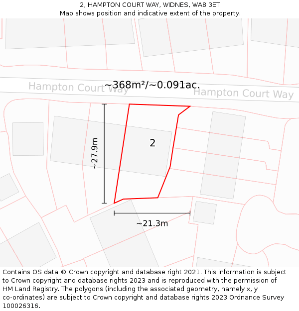 2, HAMPTON COURT WAY, WIDNES, WA8 3ET: Plot and title map