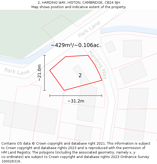 2, HARDING WAY, HISTON, CAMBRIDGE, CB24 9JH: Plot and title map