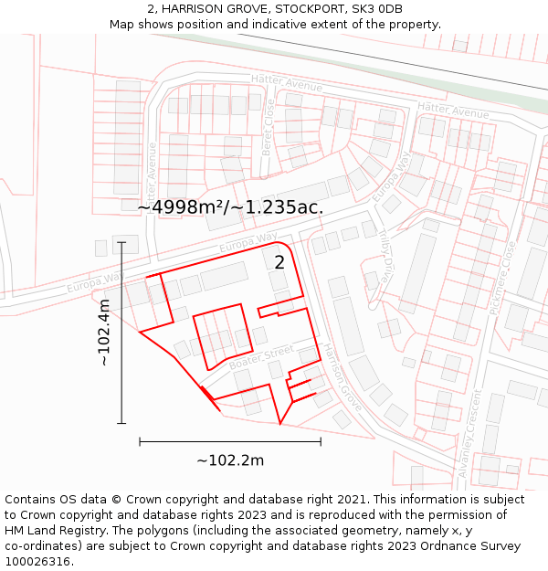2, HARRISON GROVE, STOCKPORT, SK3 0DB: Plot and title map
