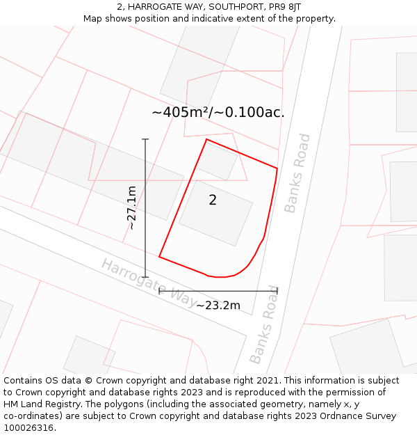 2, HARROGATE WAY, SOUTHPORT, PR9 8JT: Plot and title map