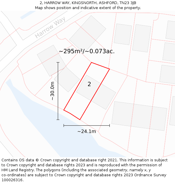 2, HARROW WAY, KINGSNORTH, ASHFORD, TN23 3JB: Plot and title map