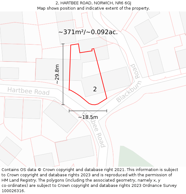 2, HARTBEE ROAD, NORWICH, NR6 6GJ: Plot and title map