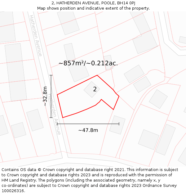 2, HATHERDEN AVENUE, POOLE, BH14 0PJ: Plot and title map