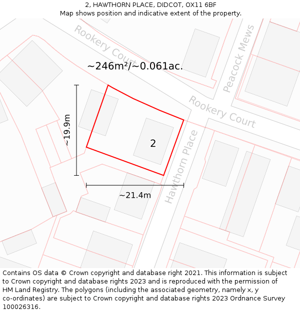 2, HAWTHORN PLACE, DIDCOT, OX11 6BF: Plot and title map