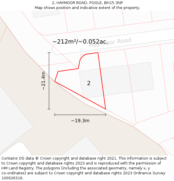 2, HAYMOOR ROAD, POOLE, BH15 3NP: Plot and title map