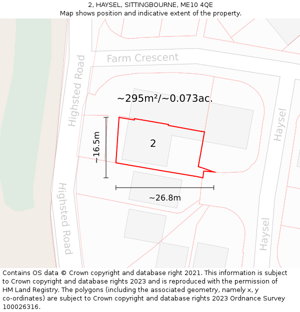 2, HAYSEL, SITTINGBOURNE, ME10 4QE: Plot and title map