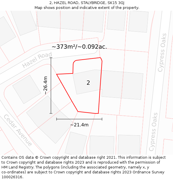 2, HAZEL ROAD, STALYBRIDGE, SK15 3GJ: Plot and title map