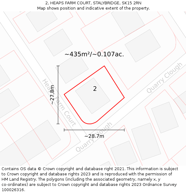 2, HEAPS FARM COURT, STALYBRIDGE, SK15 2RN: Plot and title map