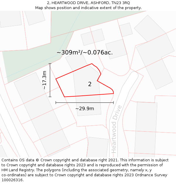2, HEARTWOOD DRIVE, ASHFORD, TN23 3RQ: Plot and title map