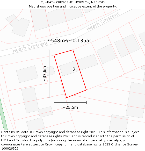 2, HEATH CRESCENT, NORWICH, NR6 6XD: Plot and title map