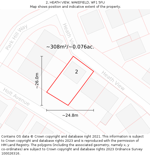 2, HEATH VIEW, WAKEFIELD, WF1 5FU: Plot and title map