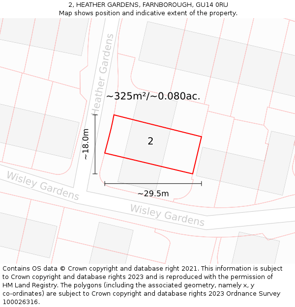 2, HEATHER GARDENS, FARNBOROUGH, GU14 0RU: Plot and title map