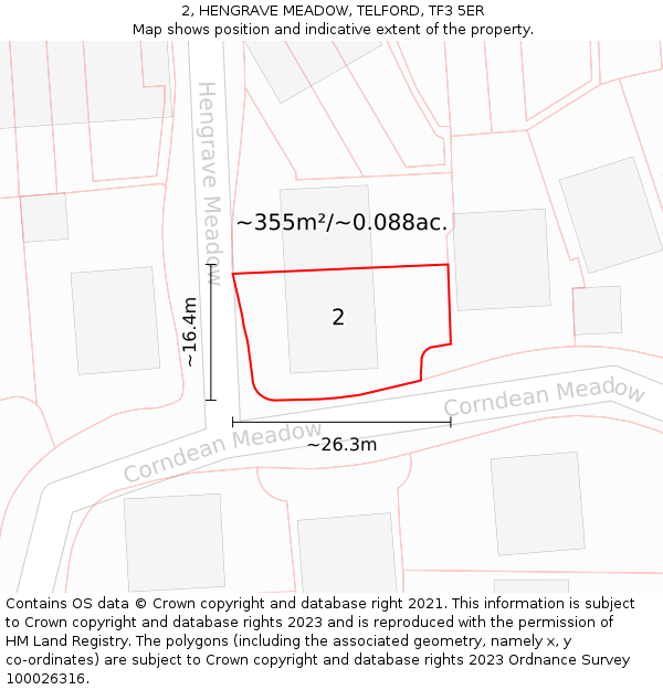 2, HENGRAVE MEADOW, TELFORD, TF3 5ER: Plot and title map