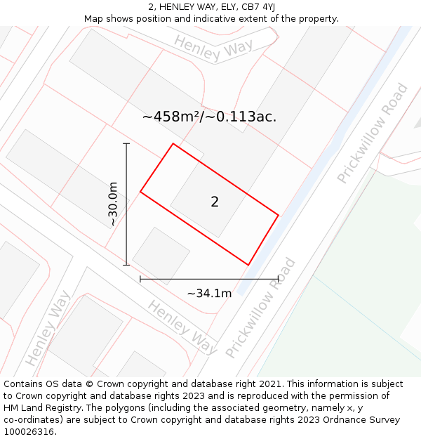 2, HENLEY WAY, ELY, CB7 4YJ: Plot and title map