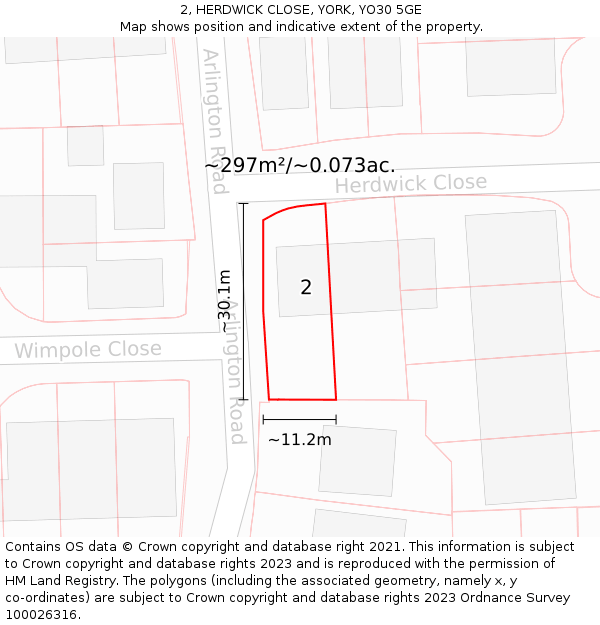 2, HERDWICK CLOSE, YORK, YO30 5GE: Plot and title map