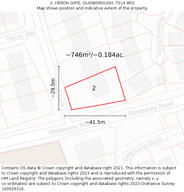 2, HERON GATE, GUISBOROUGH, TS14 8PG: Plot and title map