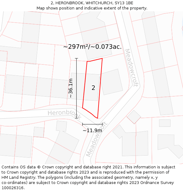 2, HERONBROOK, WHITCHURCH, SY13 1BE: Plot and title map