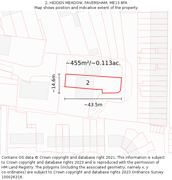 2, HIDDEN MEADOW, FAVERSHAM, ME13 8FA: Plot and title map