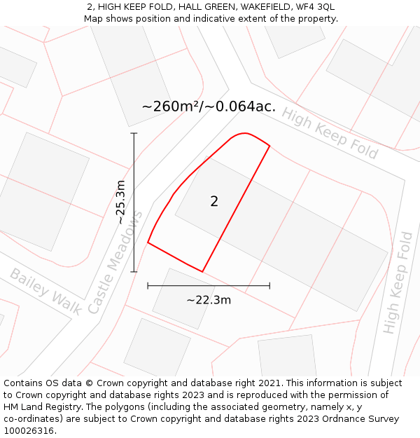 2, HIGH KEEP FOLD, HALL GREEN, WAKEFIELD, WF4 3QL: Plot and title map