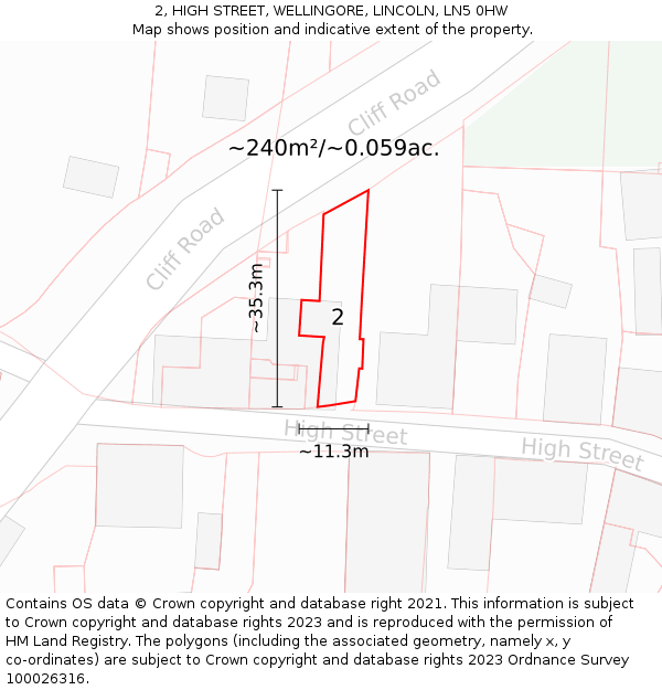 2, HIGH STREET, WELLINGORE, LINCOLN, LN5 0HW: Plot and title map