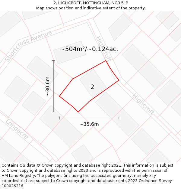 2, HIGHCROFT, NOTTINGHAM, NG3 5LP: Plot and title map