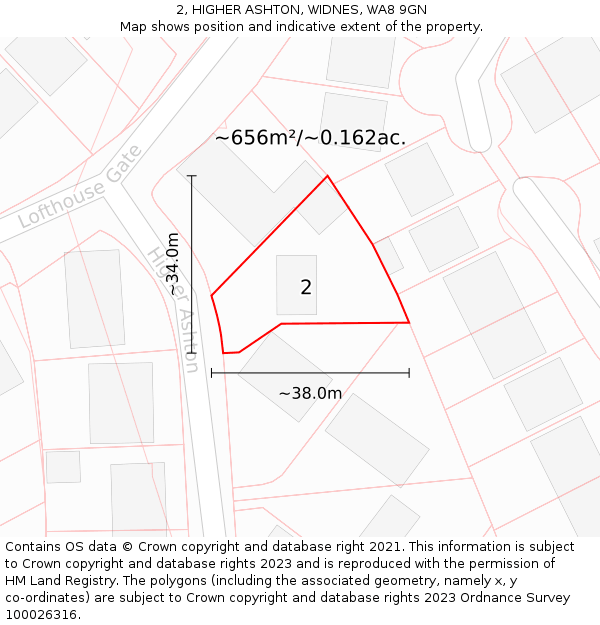 2, HIGHER ASHTON, WIDNES, WA8 9GN: Plot and title map