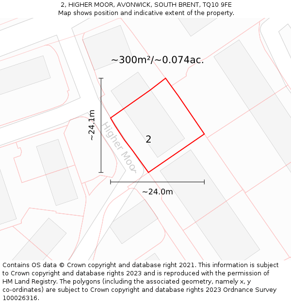 2, HIGHER MOOR, AVONWICK, SOUTH BRENT, TQ10 9FE: Plot and title map